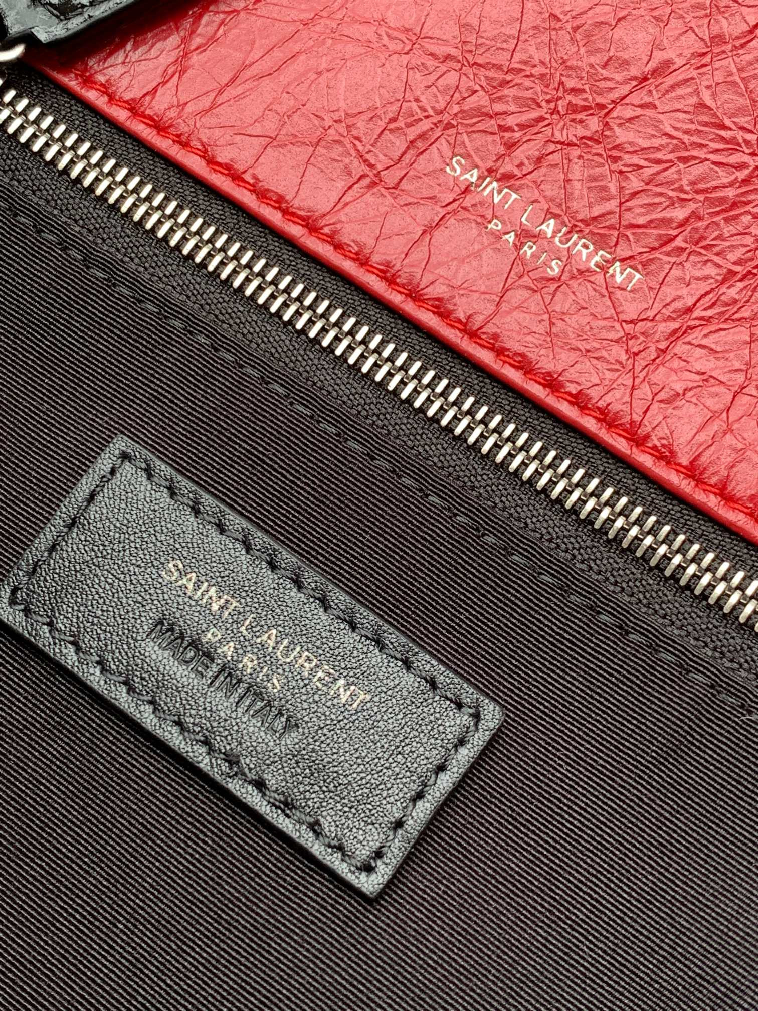 Y*L NIKI MEDIUM IN VINTAGE LEATHER SHINY RED 11 X 7.8 X 3.3 INCHES