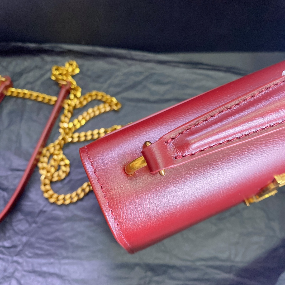 Y*L SUNSET CHAIN WALLET IN SMOOTH LEATHER 7.4 X 5.5 X 2.1 INCHES