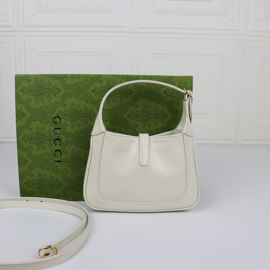 G*u*i JACKIE 1961 MINI SHOULDER BAG White 7.5"W x 5.1"H x 1.2"D