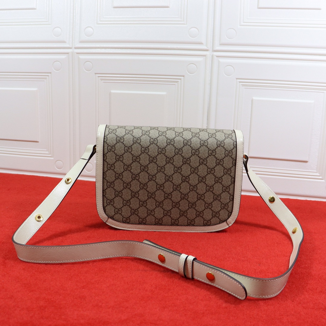 G*u*i HORSEBIT 1955 SHOULDER BAG GRAY WHITE 9.8"W x 7"H x 3.1"D