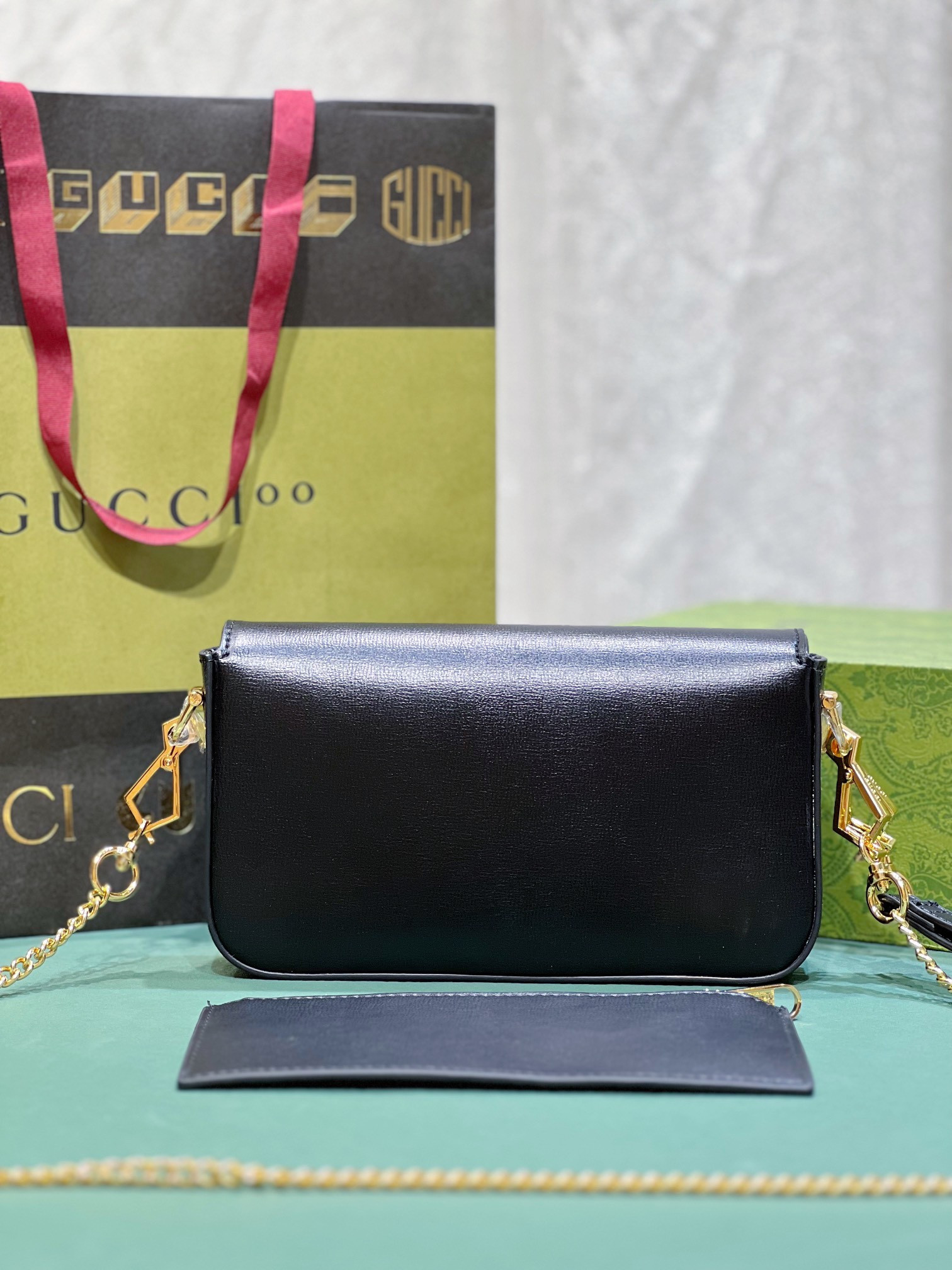 G*u*i HORSEBIT 1955 MINI BAG BLACK 8.5"W x 4.9"H x 1.2"D