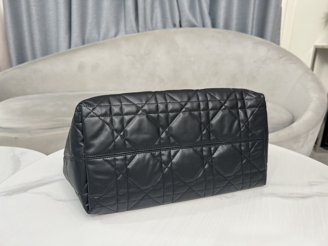 Large D*0r Toujours Bag Black Macrocannage Calfskin 14.5 x 10.5 x 8.5 inches