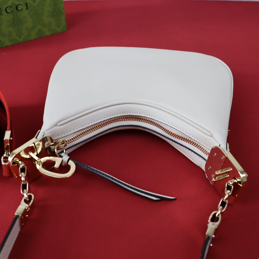 G*u*i ATTACHE SMALL SHOULDER BAG WHITE 9"W x 8.7"H x 2"D