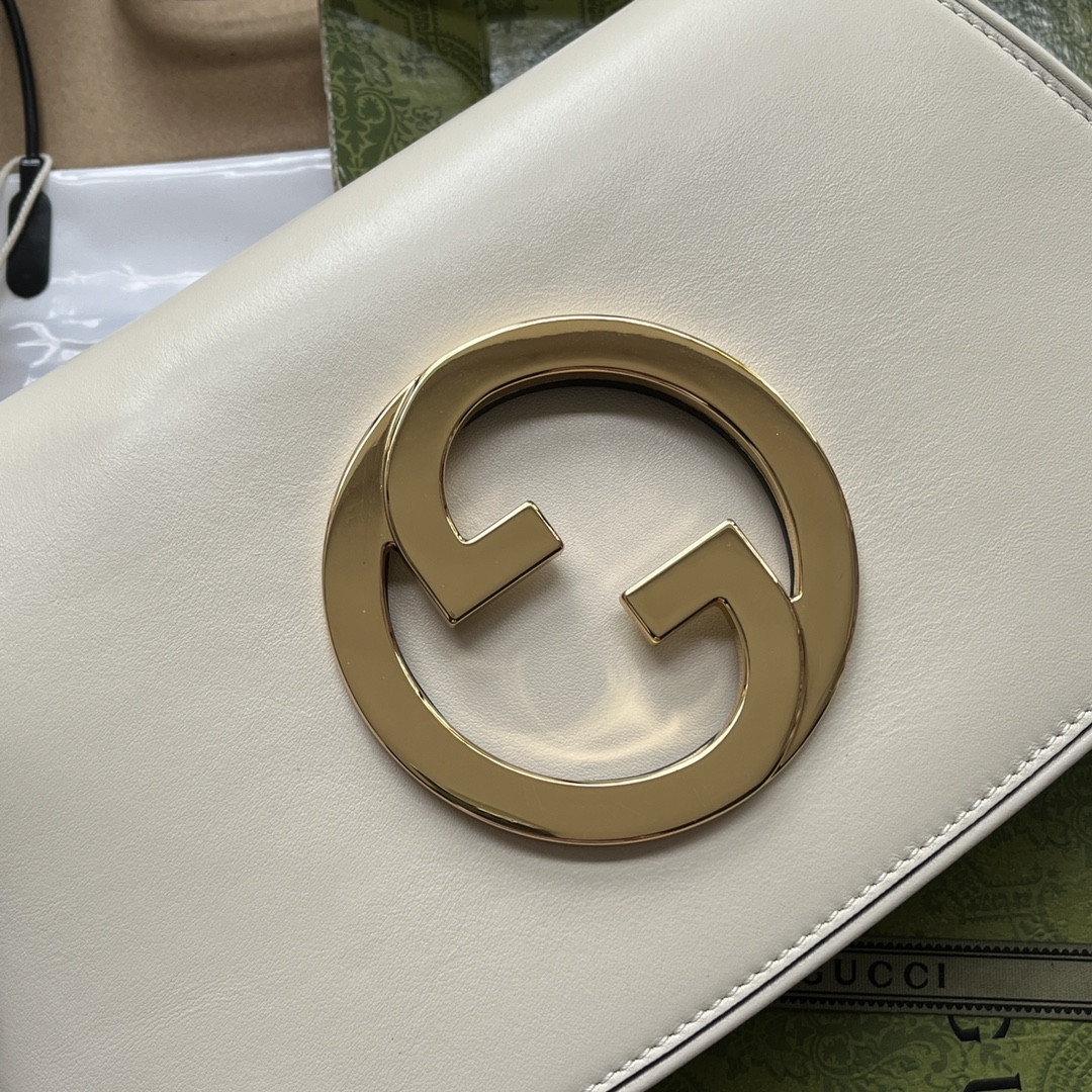 G*u*i BLONDIE SHOULDER BAG WHITE 11"W x 6.3"H x 1.6"D