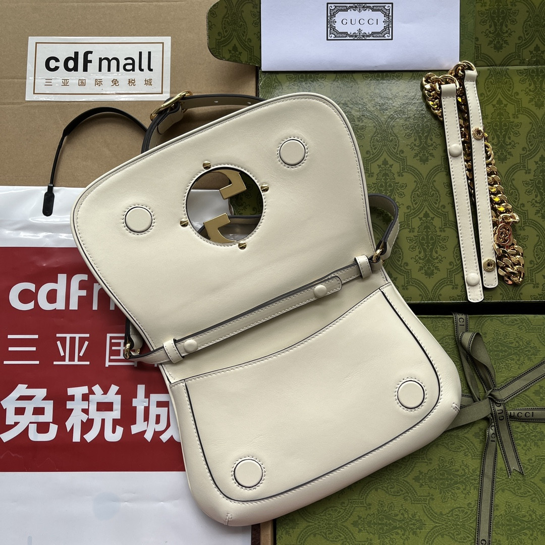 G*u*i BLONDIE SHOULDER BAG WHITE 11"W x 6.3"H x 1.6"D