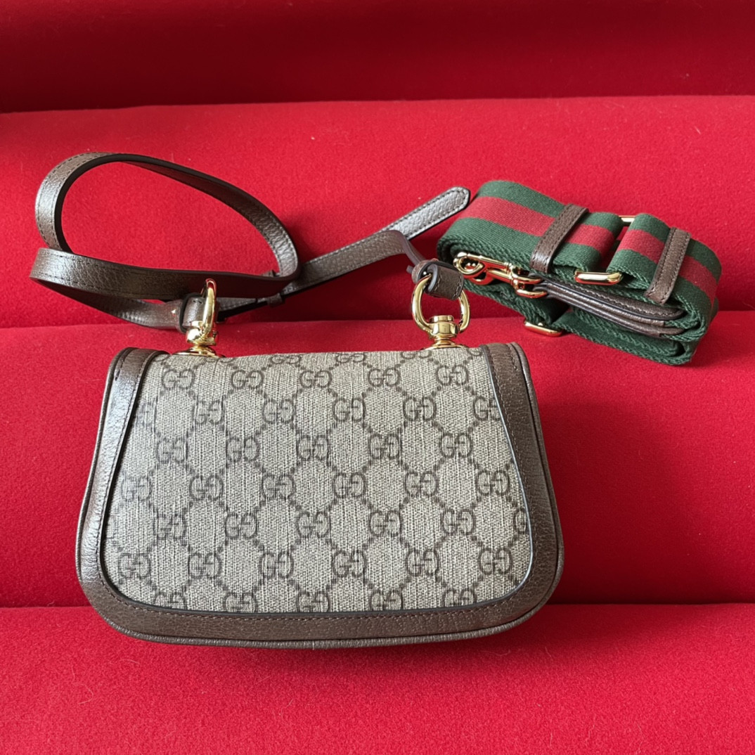 G*u*i BLONDIE MINI BAG Beige and ebony 8.7"W x 5.1"H x 2.2"D