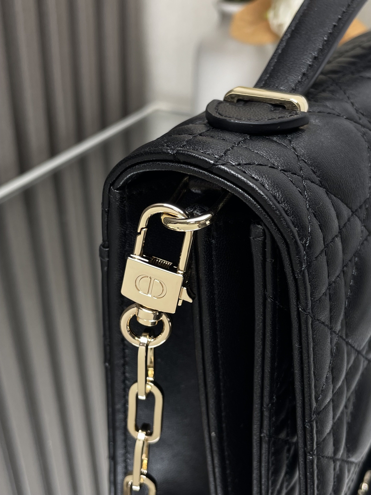 My D*0r Top Handle Bag Black 9.5 x 5.5 x 3 inches