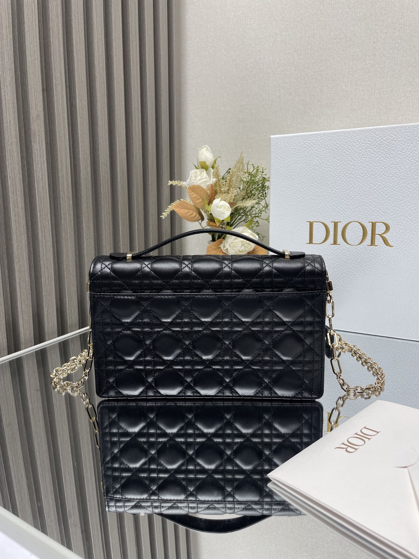 My D*0r Top Handle Bag Black 9.5 x 5.5 x 3 inches