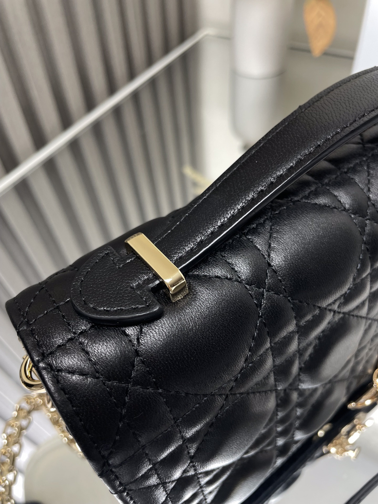 My D*0r Top Handle Bag Black 9.5 x 5.5 x 3 inches
