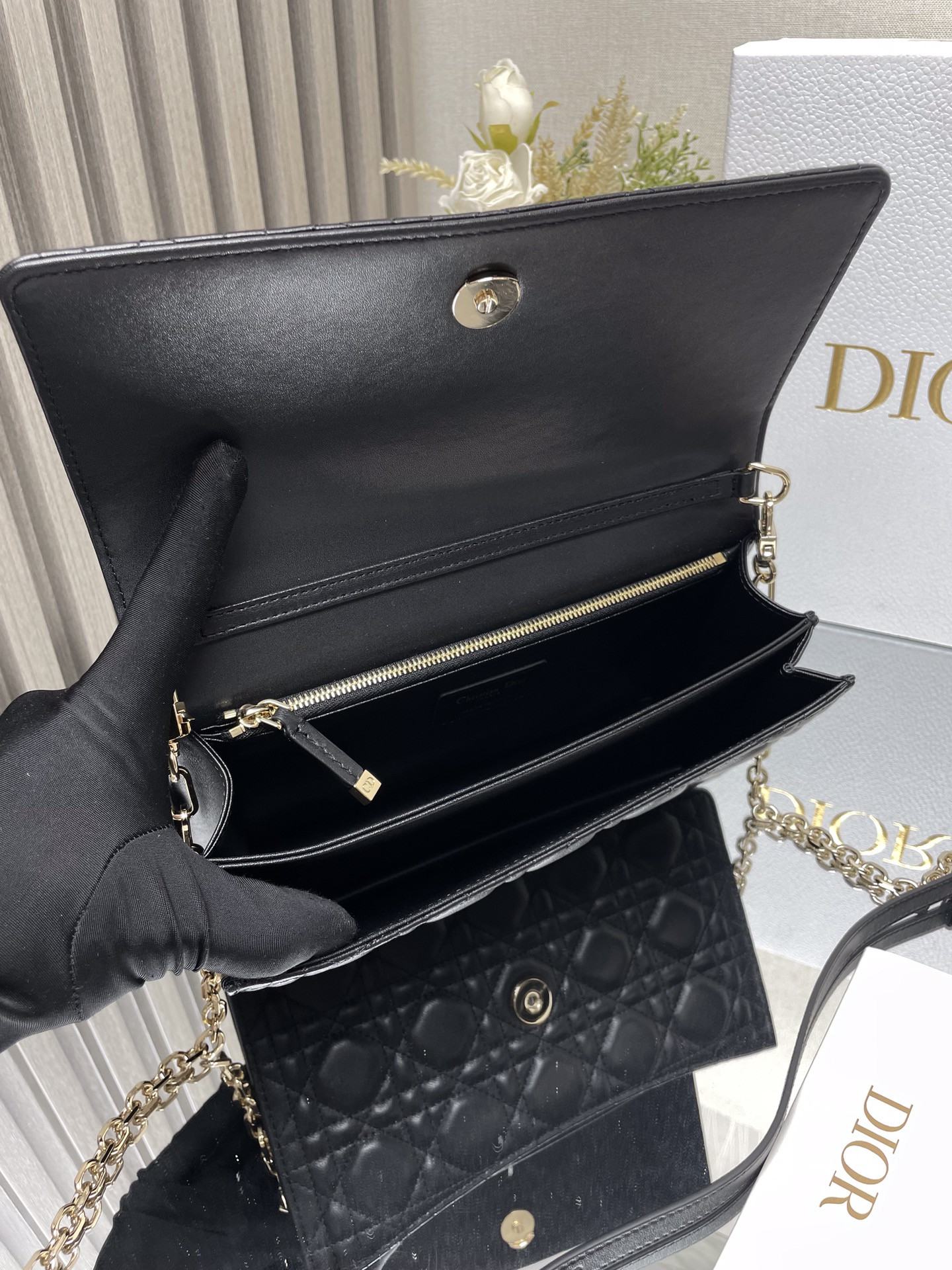 My D*0r Top Handle Bag Black 9.5 x 5.5 x 3 inches