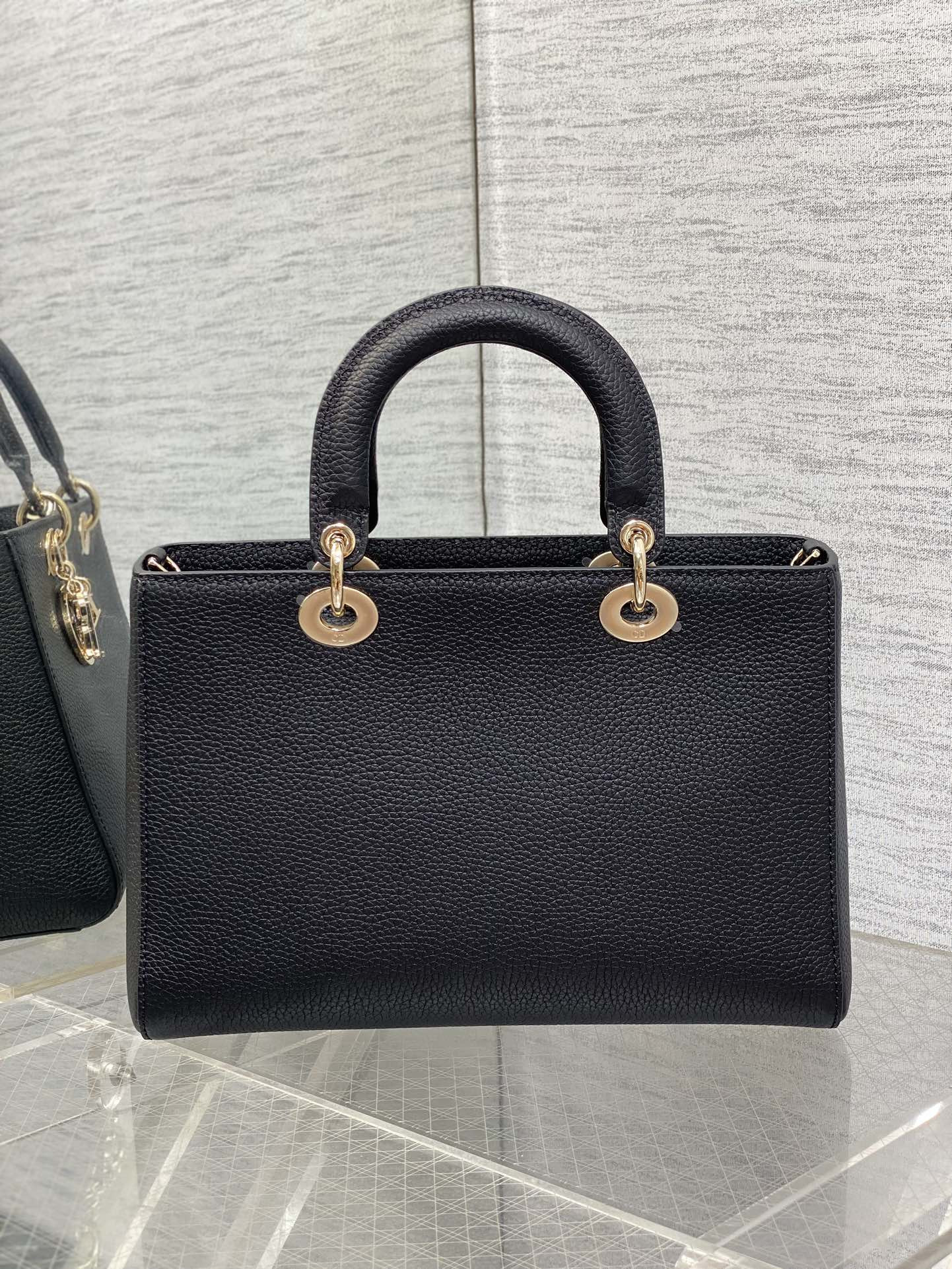 Medium Lady D-Sire My ABCD*0r Bag Black Bull Leather 12 x 8 x 5 inches