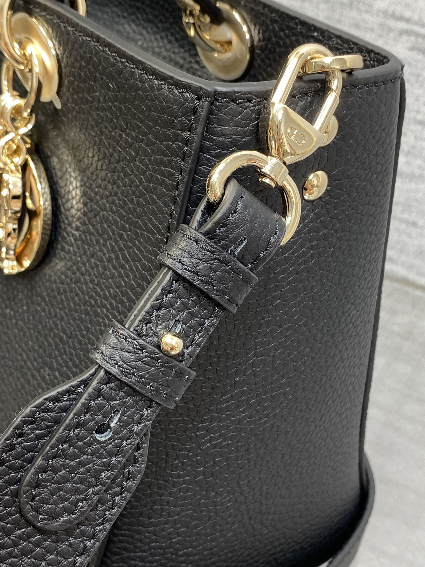 Medium Lady D-Sire My ABCD*0r Bag Black Bull Leather 12 x 8 x 5 inches
