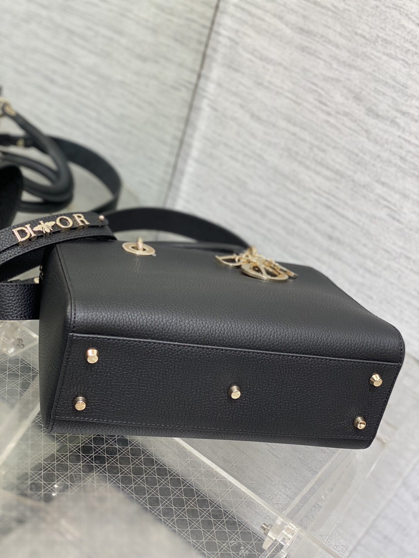 Medium Lady D-Sire My ABCD*0r Bag Black Bull Leather 12 x 8 x 5 inches