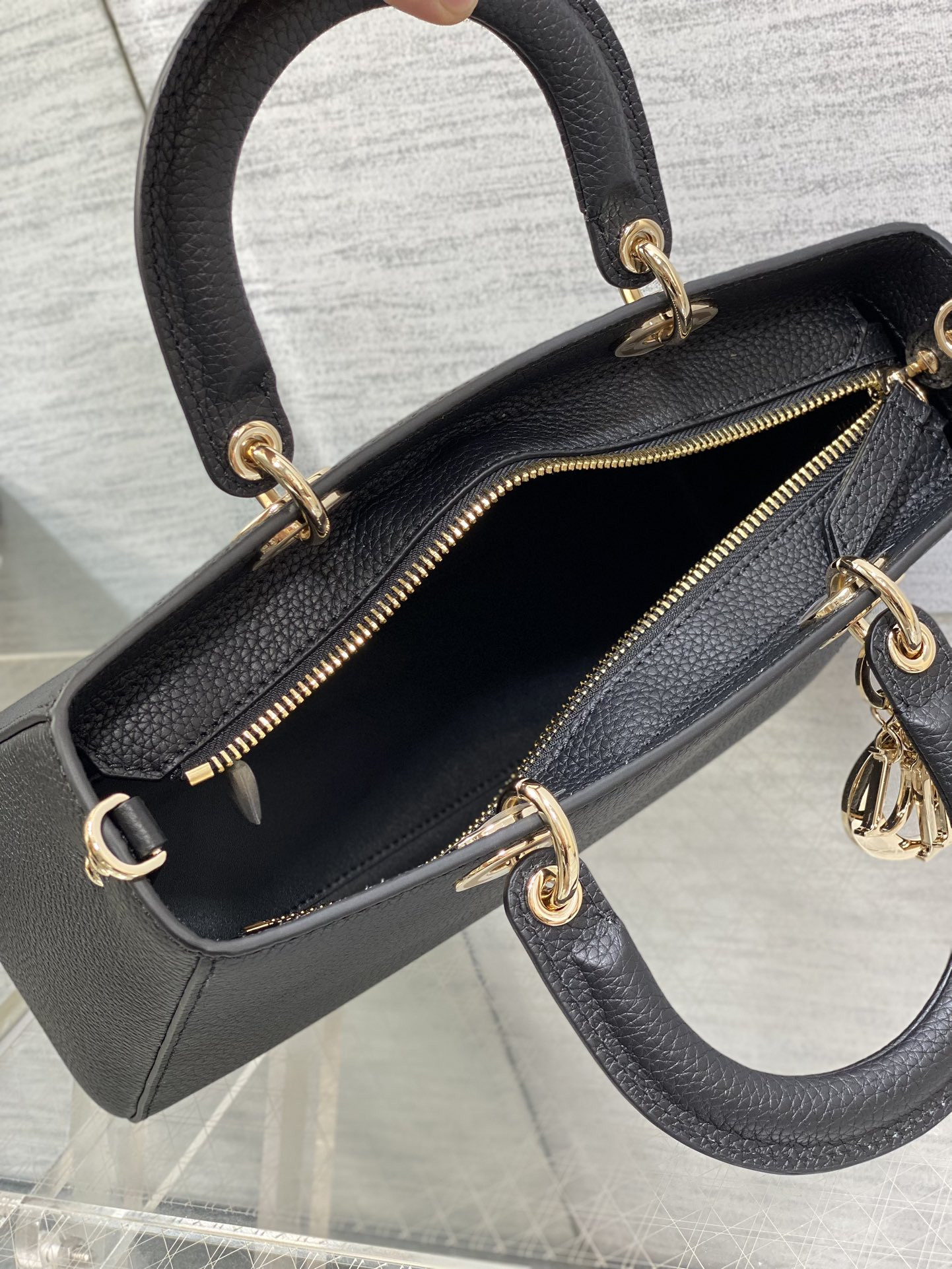 Medium Lady D-Sire My ABCD*0r Bag Black Bull Leather 12 x 8 x 5 inches