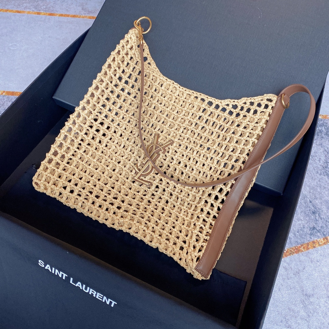 Y*L OXALIS BAG IN RAFFIA MACRAMÉ Color Natural 14.6X15.7X1.2INCHES