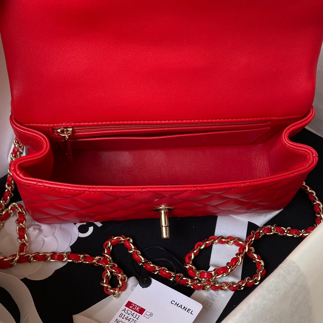 Ch*el Mini Classic Handbag With Top Handle 12 × 20 × 6 cm