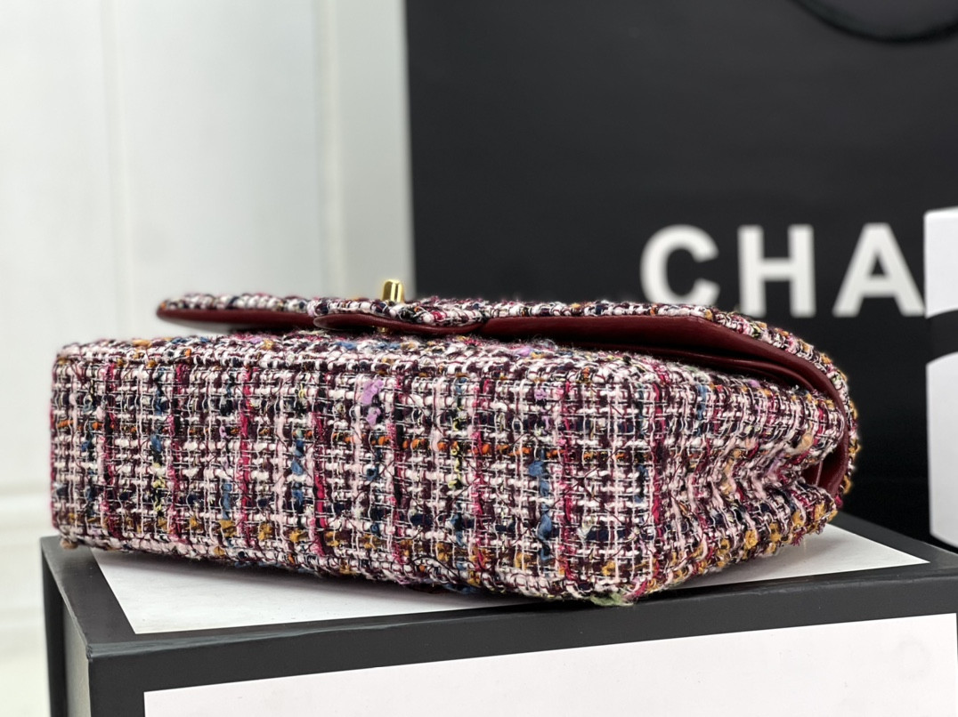 Ch*el CLASSIC 11.12 HANDBAG Tweed & Gold-Tone Metal 6 × 9.9 × 2.5 in