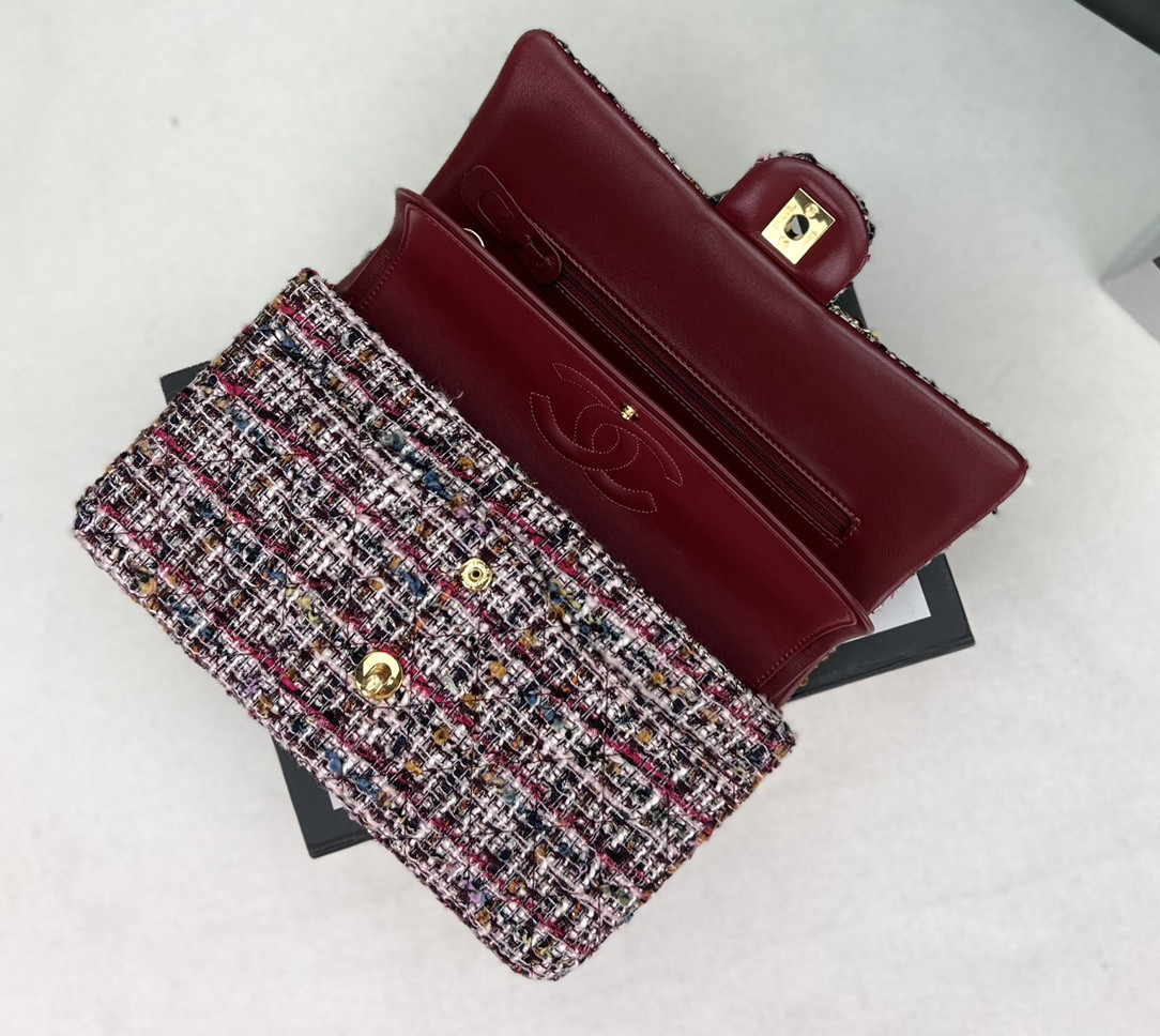 Ch*el CLASSIC 11.12 HANDBAG Tweed & Gold-Tone Metal 6 × 9.9 × 2.5 in