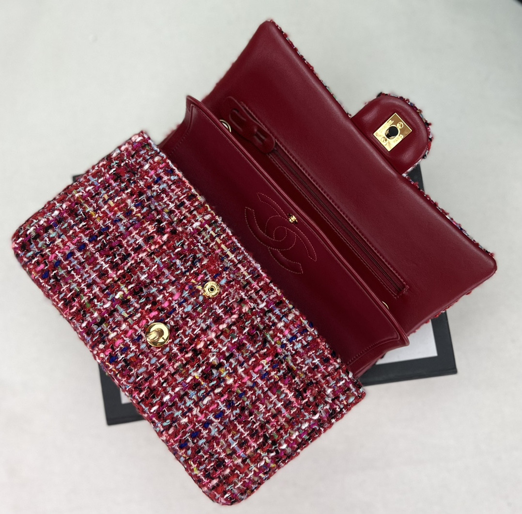 Ch*el CLASSIC 11.12 HANDBAG Tweed & Gold-Tone Metal 6 × 9.9 × 2.5 in