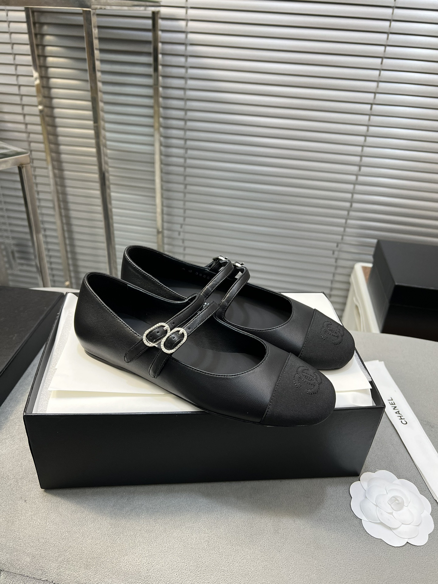 UA Ch*el MARY JANES Lambskin & Grosgrain
