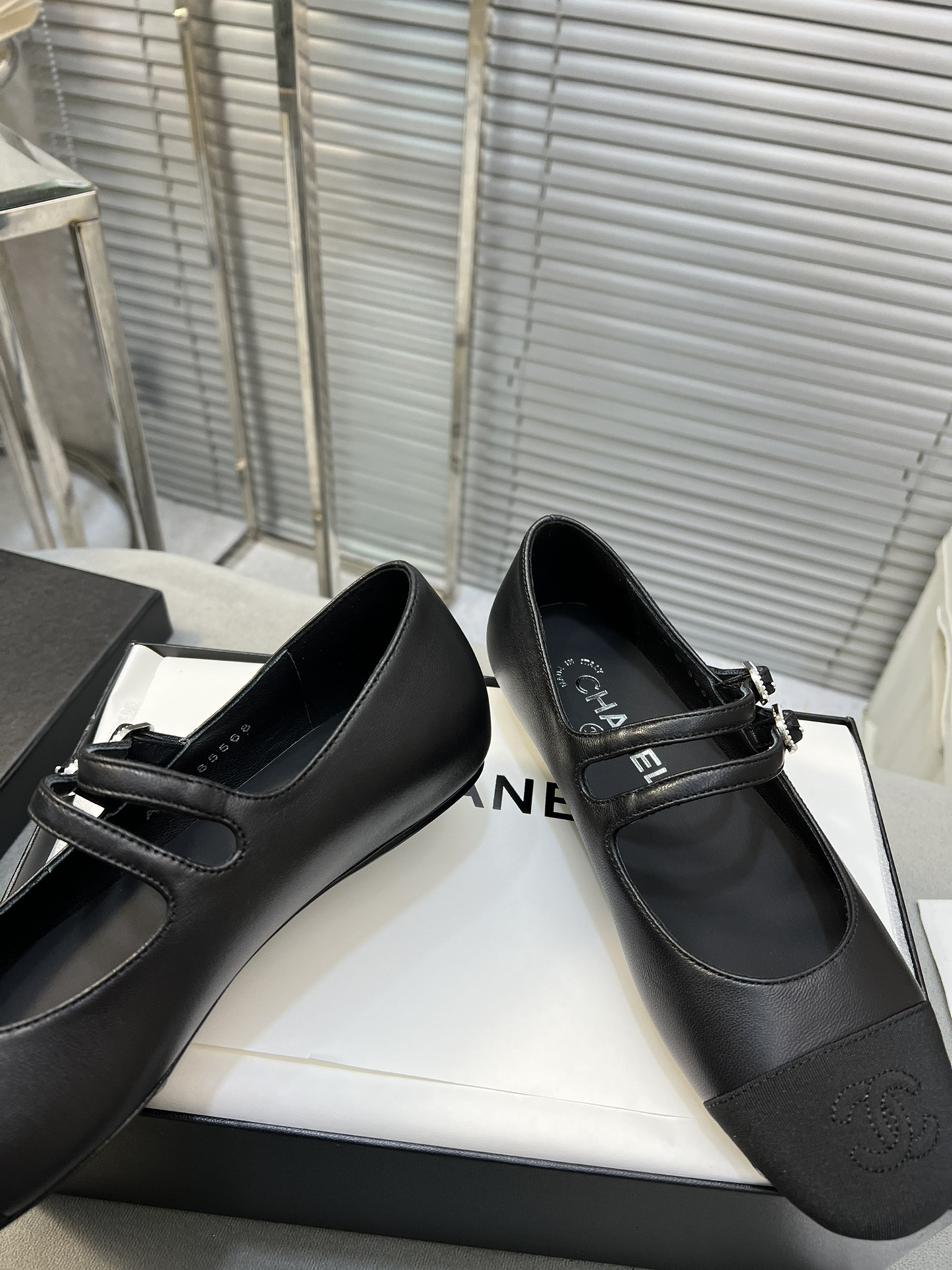 UA Ch*el MARY JANES Lambskin & Grosgrain