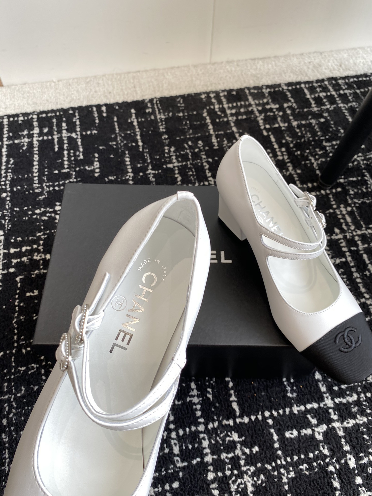 UA Ch*el MARY JANES Lambskin & Grosgrain