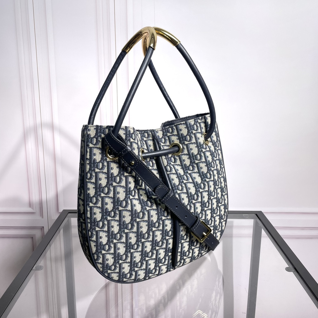 Medium D*0r Nolita Bag Blue D*0r Oblique Jacquard 10.5 x 10 x 2 inches