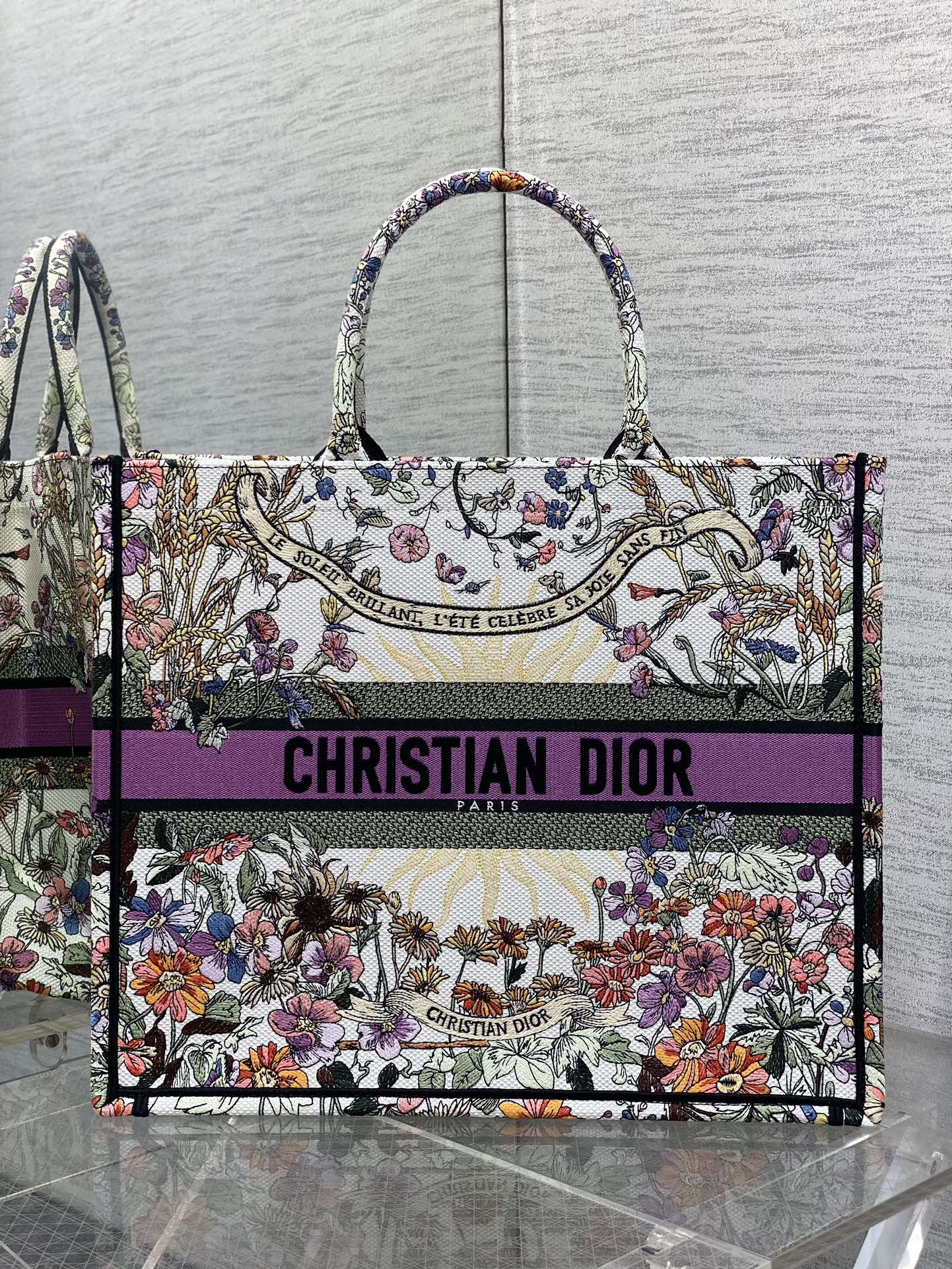 D*0r Book Tote Ecru Multicolor D*0r 4 Saisons Été Soleil Embroidery 42 x18 x35cm