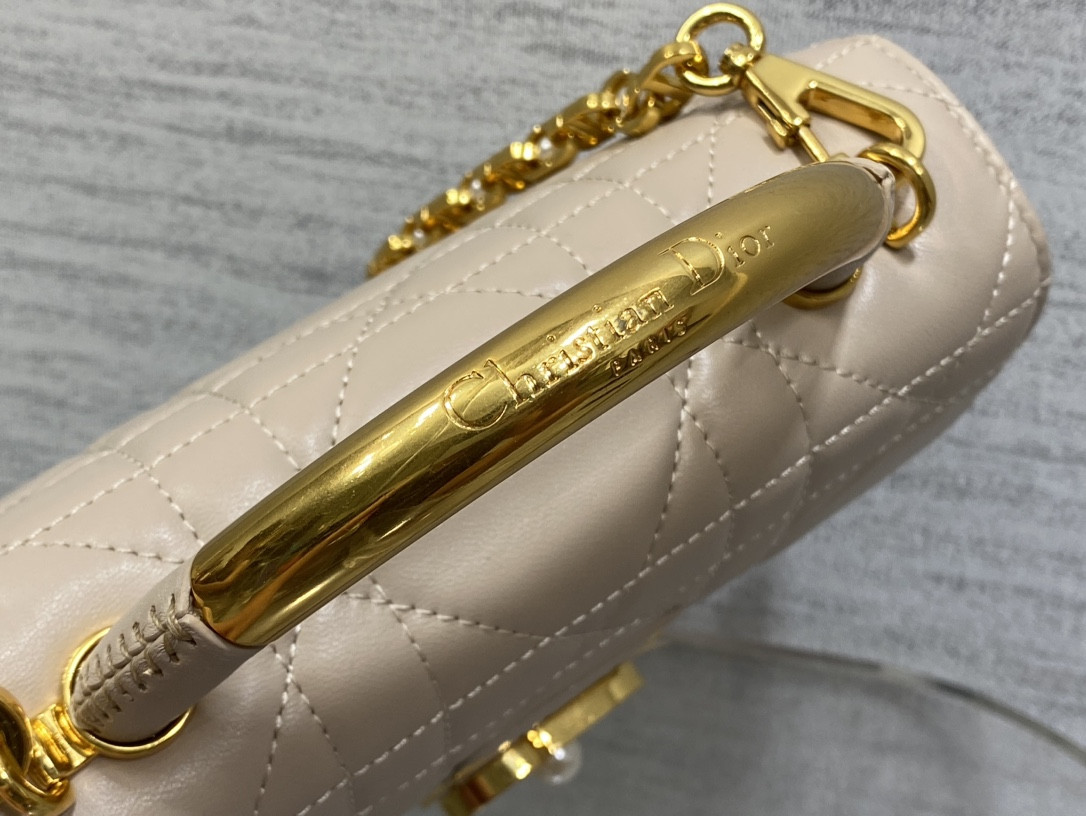 D*0r Small Ange Bag Pink Latte Macrocannage Calfskin 20 x 12 x 5 cm