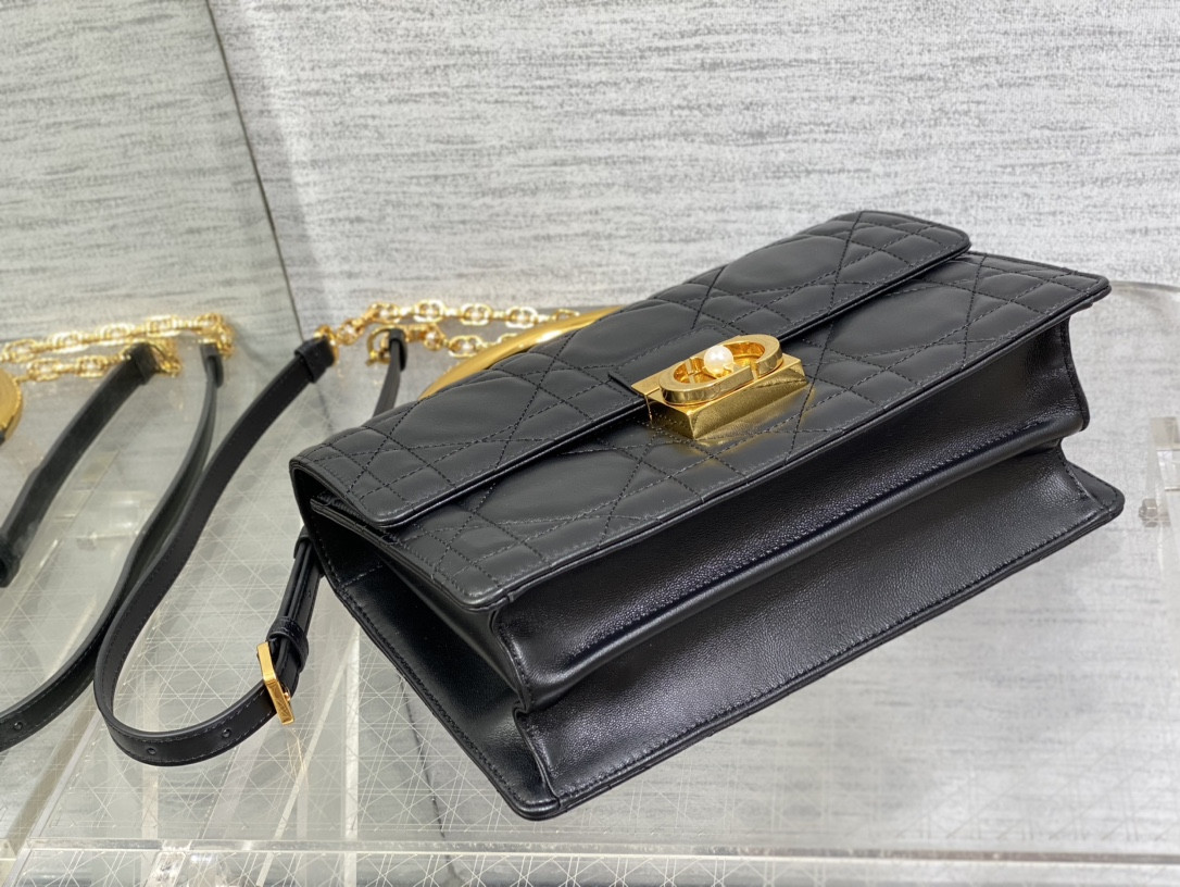 D*0r Medium D*0r Ange Bag Black Macrocannage Calfskin 26 x 17 x 9 cm