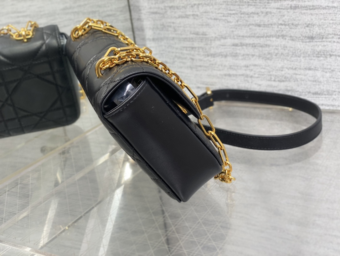 D*0r Mini D*0r Ange Bag Black Macrocannage Calfskin 20 x 12 x 5 cm