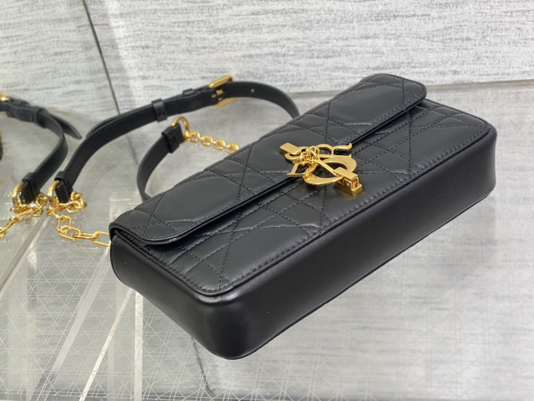 D*0r Mini D*0r Ange Bag Black Macrocannage Calfskin 20 x 12 x 5 cm