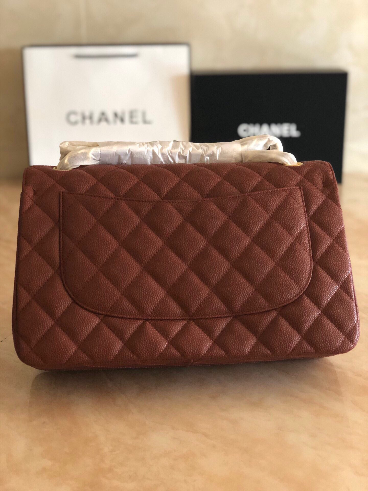 Ch*el Classic Flap Jumbo 30cm CF Gold Hardware 7.6 × 11.7 × 3.9 in