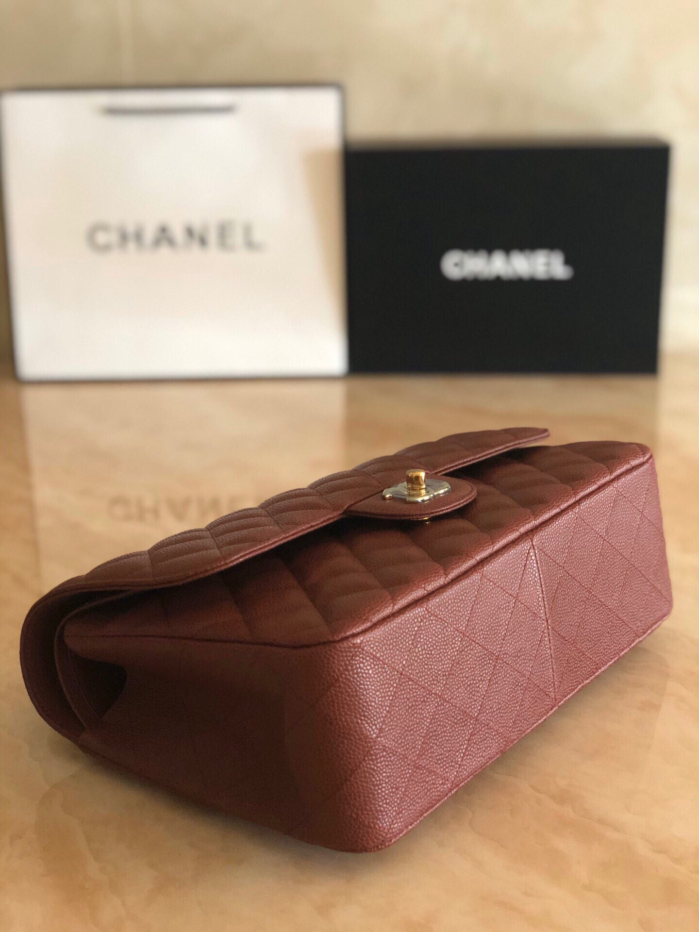 Ch*el Classic Flap Jumbo 30cm CF Gold Hardware 7.6 × 11.7 × 3.9 in