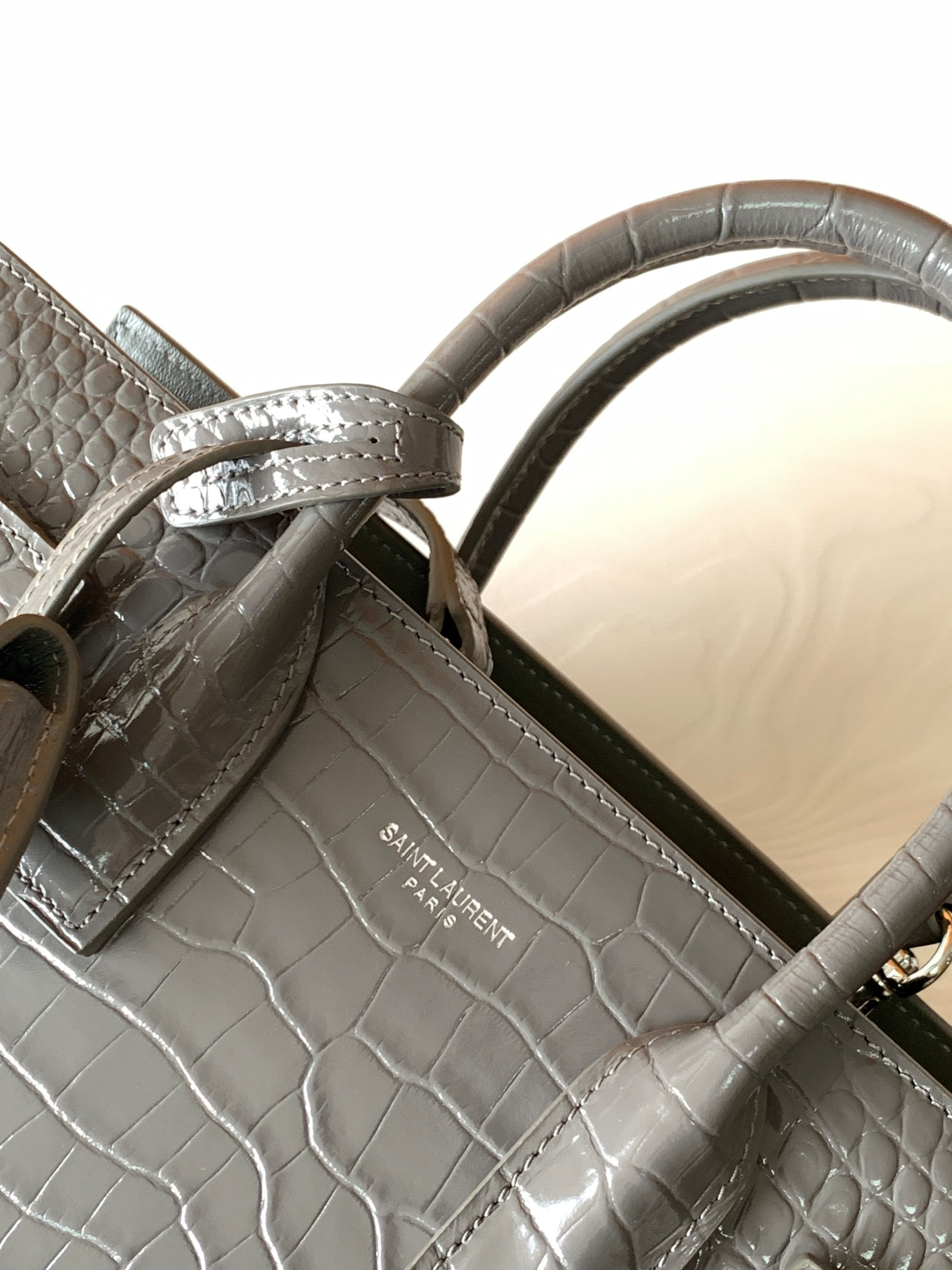 Y*L SAC DE JOUR IN EMBOSSED CROCODILE LEATHER - baby 26x13.5x12.5cm