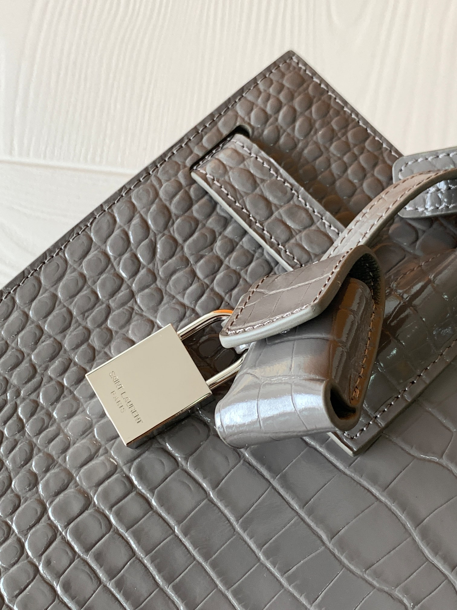 Y*L SAC DE JOUR IN EMBOSSED CROCODILE LEATHER - baby 26x13.5x12.5cm
