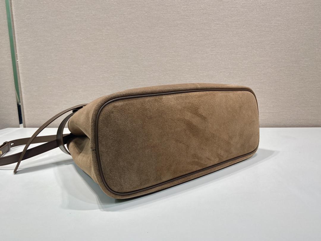 Pra*a Large Pra*a Buckle suede bag with belt 27.5x37.5x14cm