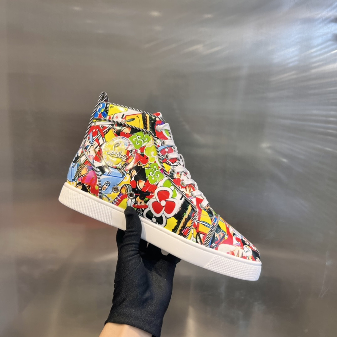 UA Ch**an Louboutin high-top matte snake print version
