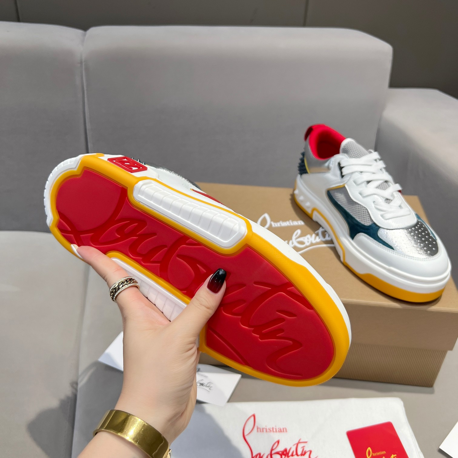 UA Ch**an Louboutin 2024 [New]ASTROLOUBI Unisex Thick-Soled Sneakers