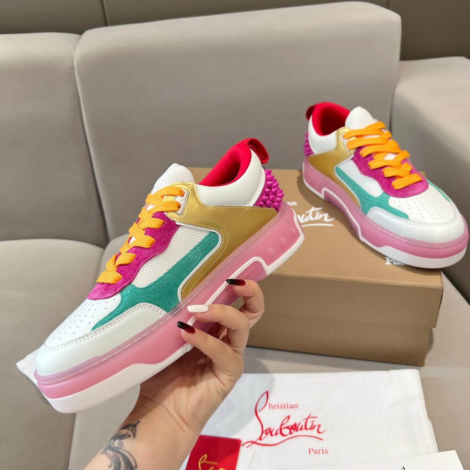UA Ch**an Louboutin 2024 [New]ASTROLOUBI Unisex Thick-Soled Sneakers