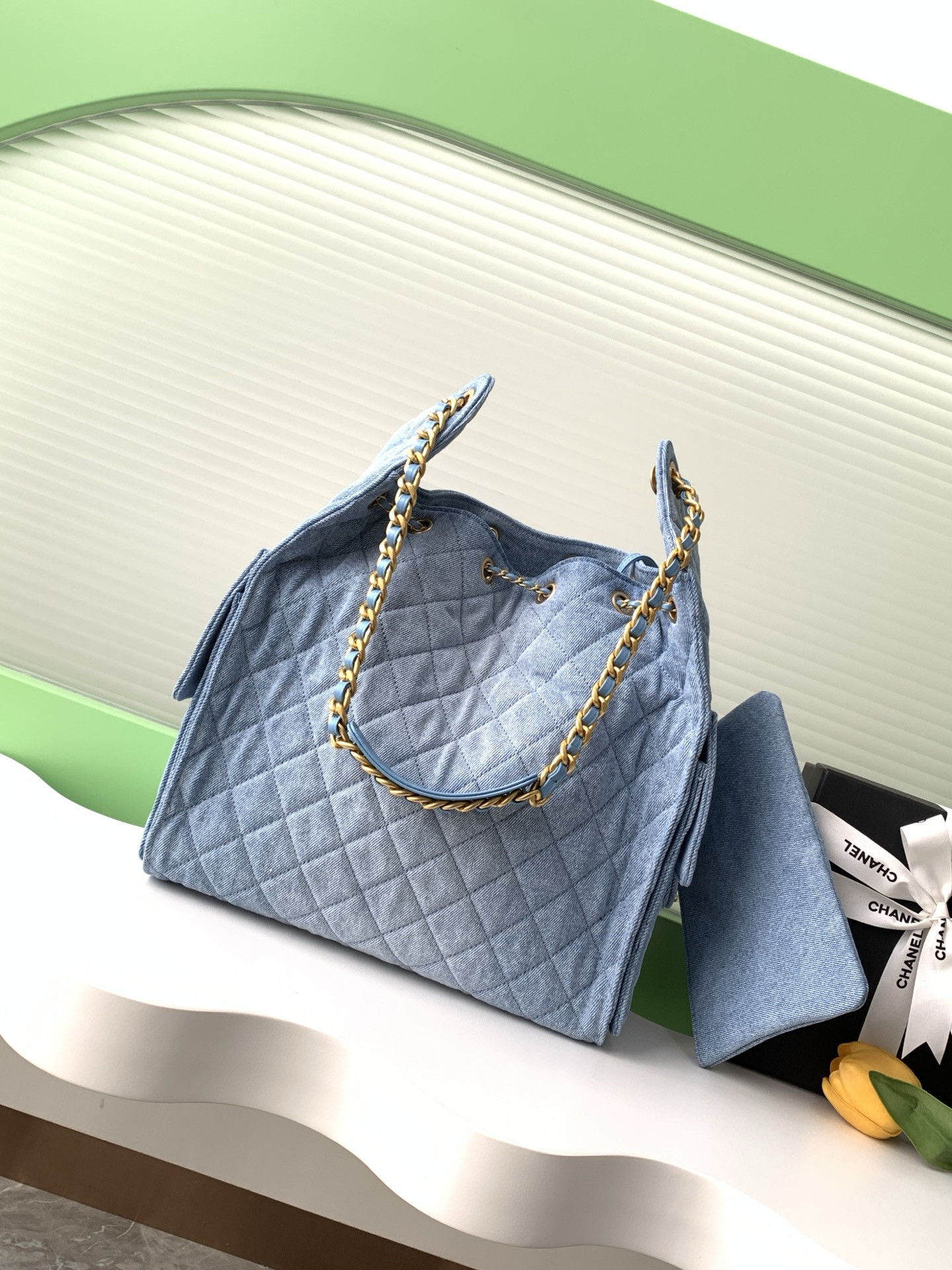 Ch*el 25C Bucket Hobo Bag AS5231 40x30x15cm