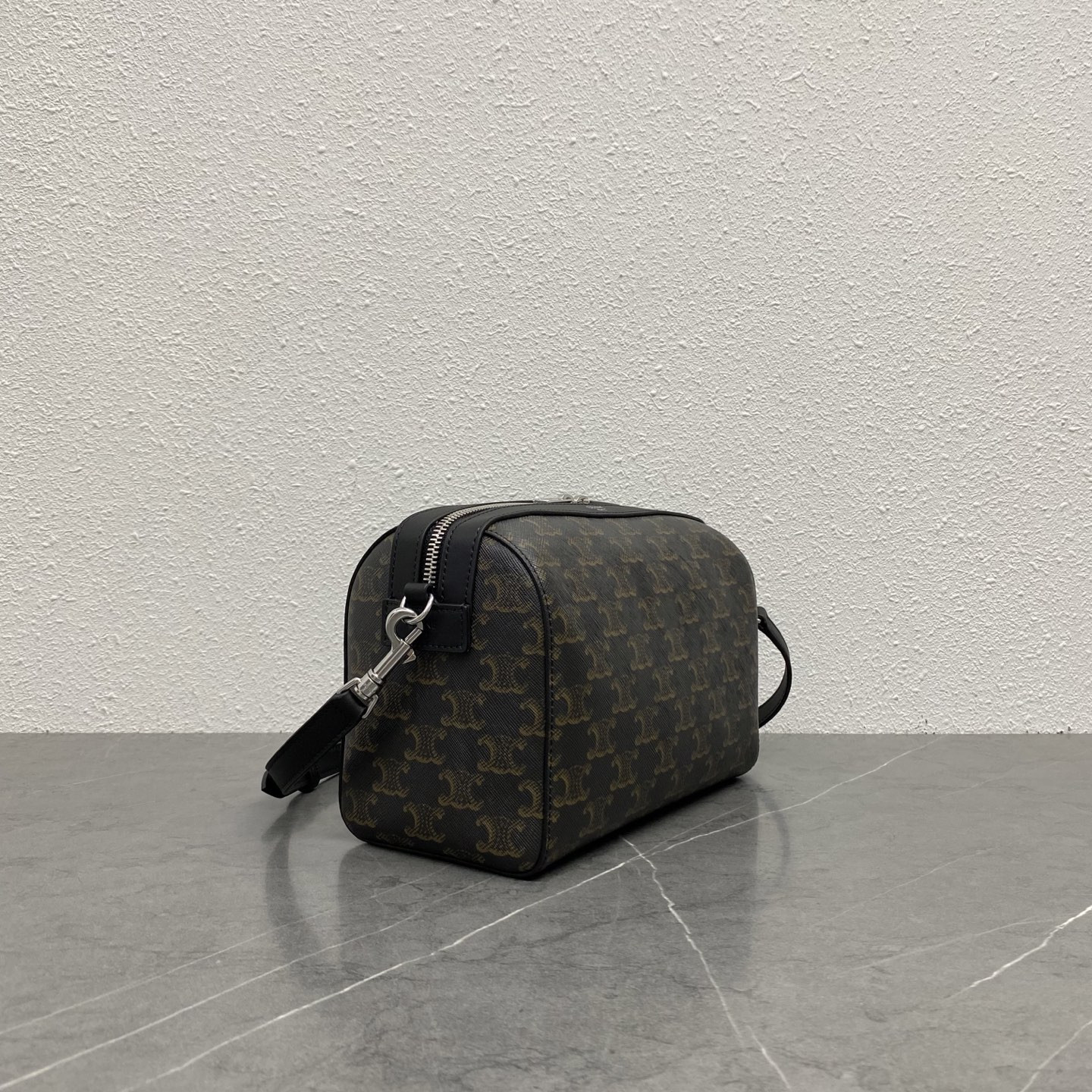 Ce**e MINI BOSTON IN TRIOMPHE CANVAS AND CALFSKIN 22x16x10cm