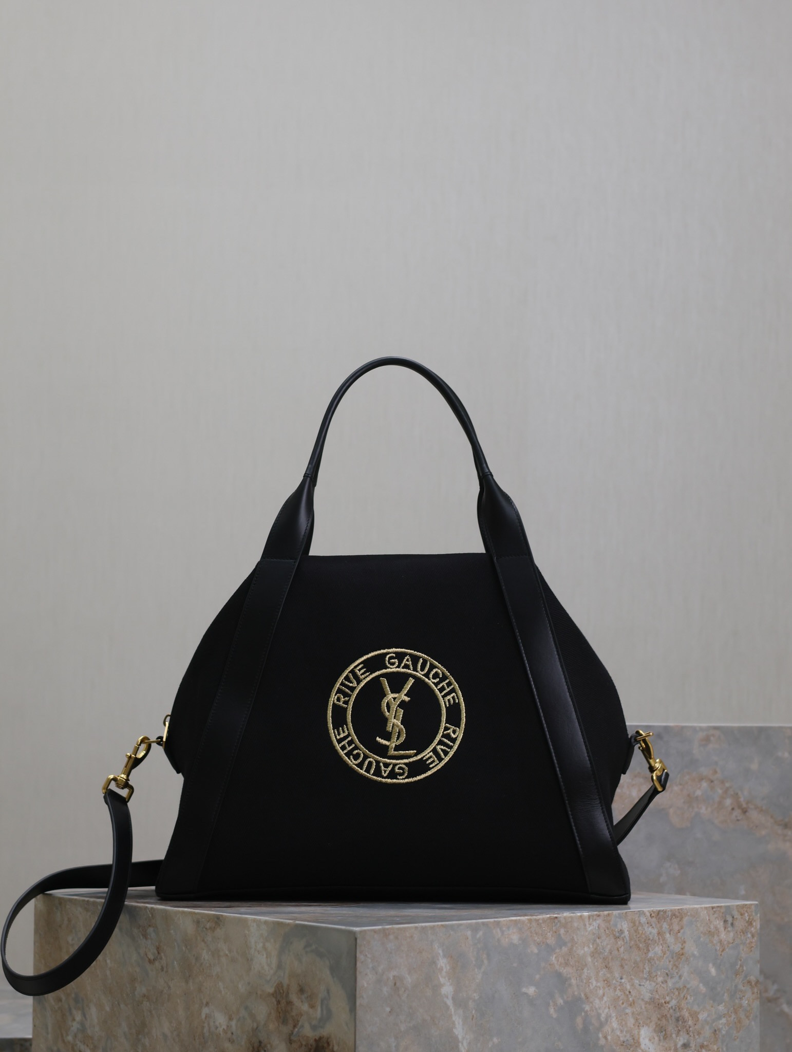 Y*L RIVE GAUCHE bowling tote in canvas 42x32x18cm