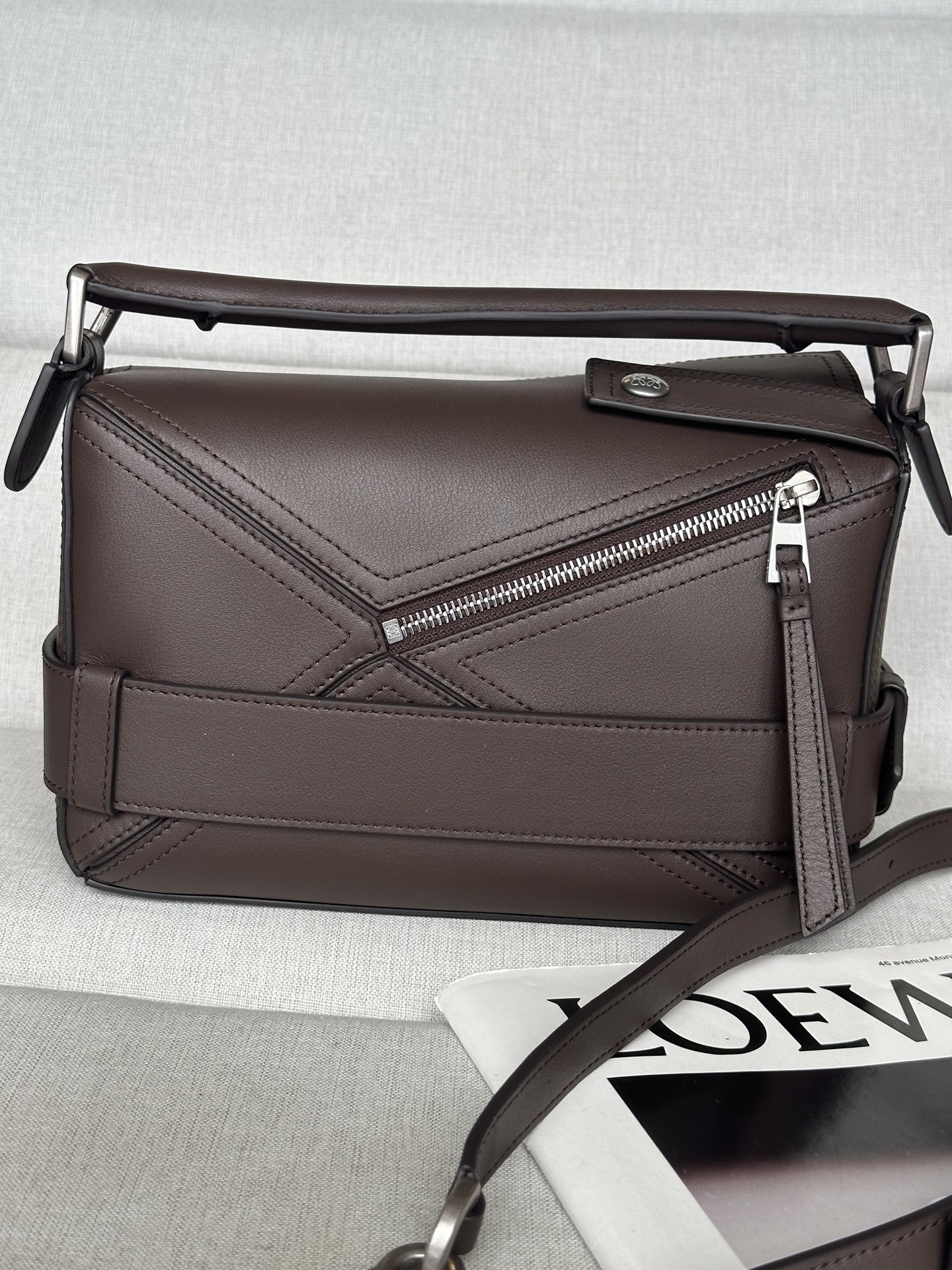 L0ew* Small Puzzle Biker bag in shiny calfskin 16.5x24x10.5cm