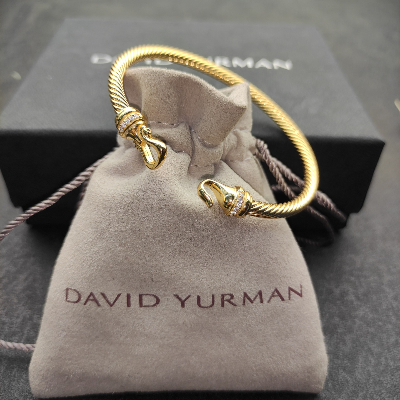 dau1d Yvrm*n 4mm gold hook with di*m*nds bracelet(wrist circumference 16-20cm)
