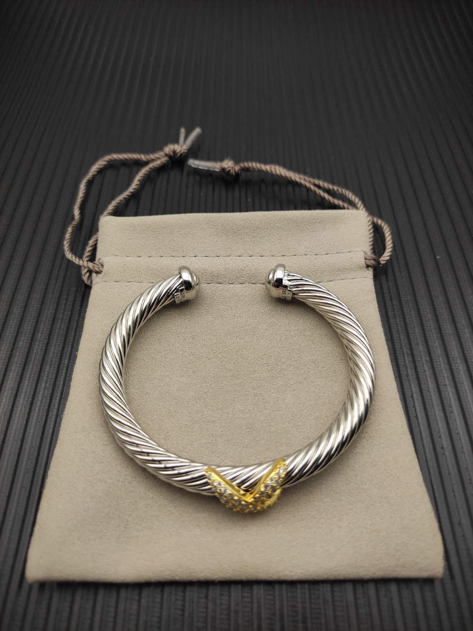 dau1d Yvrm*n color separation 7mm di*m*nd single x bracelet(wrist circumference 16-20cm)
