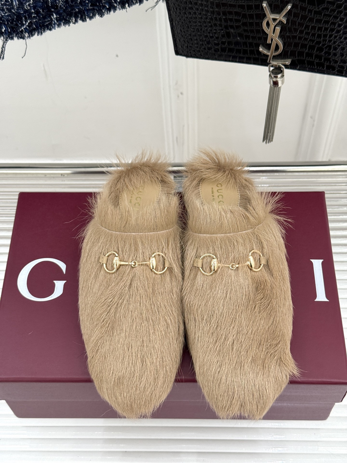 UA G*u*i Horsebit Hair Mule
