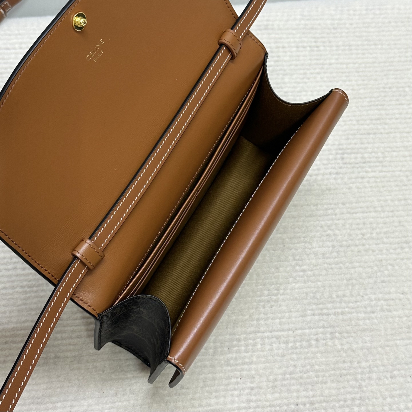 Ce**e duo wallet on strap in triomphe canvas and calfskin 20x13x6cm
