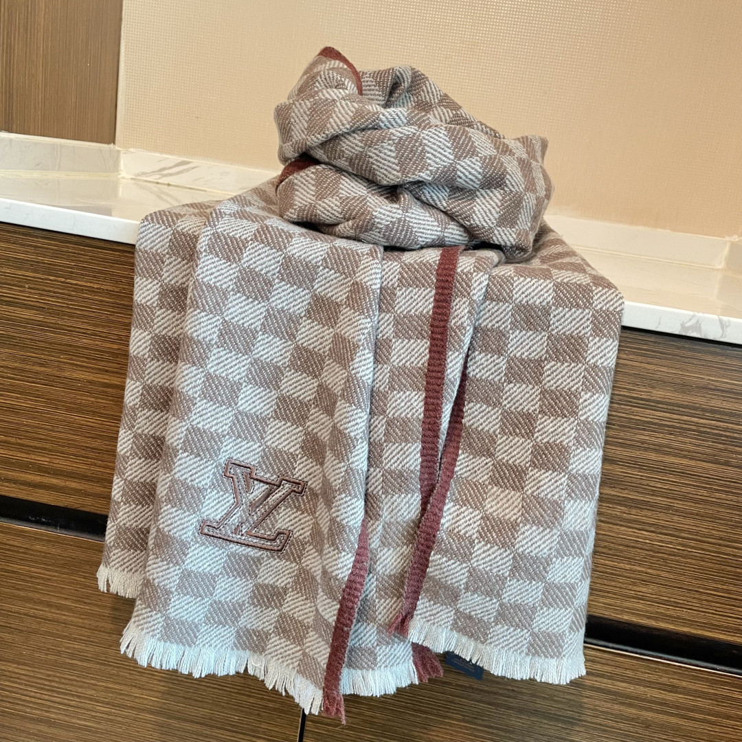 l0*is V*t0n checkered scarf 35x200cm 100% cashmere