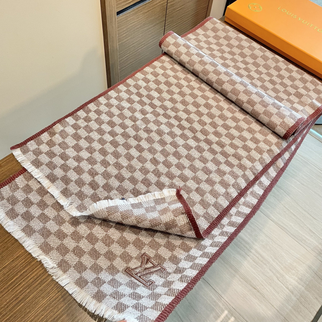 l0*is V*t0n checkered scarf 35x200cm 100% cashmere